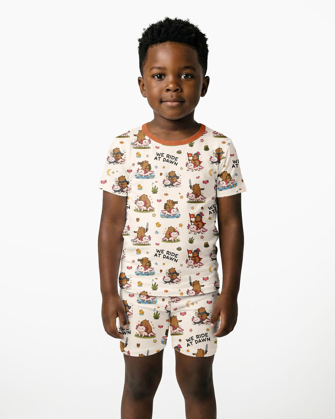 We Ride At Dawn Bamboo Two Piece Short Sleeve Shorts Pajama Set