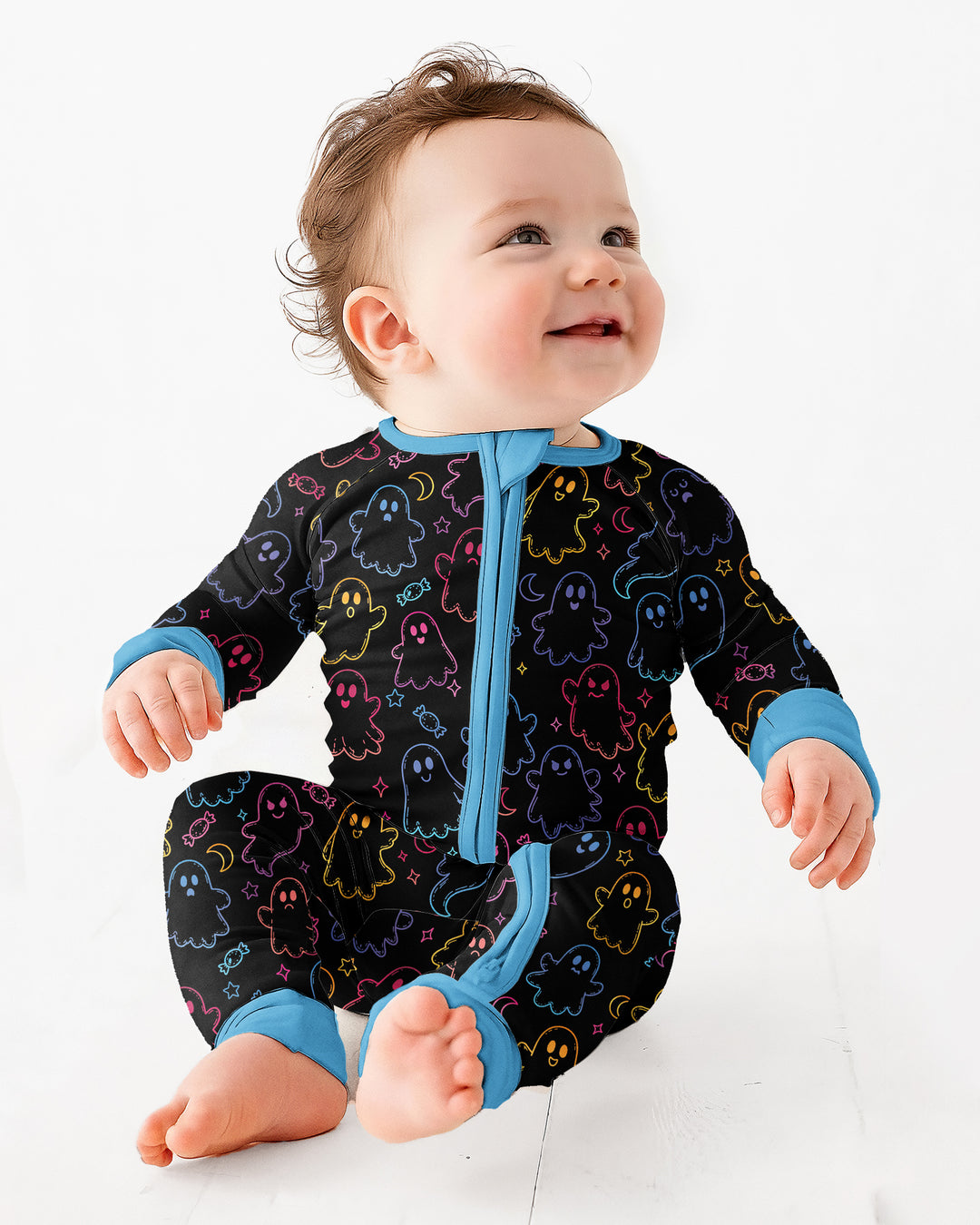 Halloween Colorful Neon Ghost Baby Boo  Bamboo Convertible Zippy