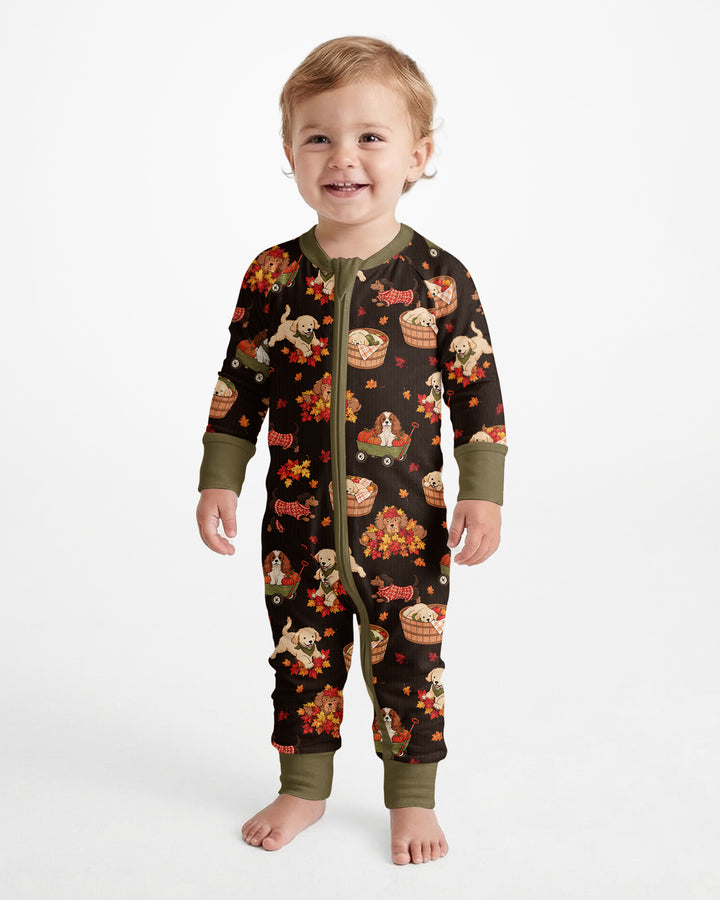 Pups in the Leaves Bamboo Convertible Zippy