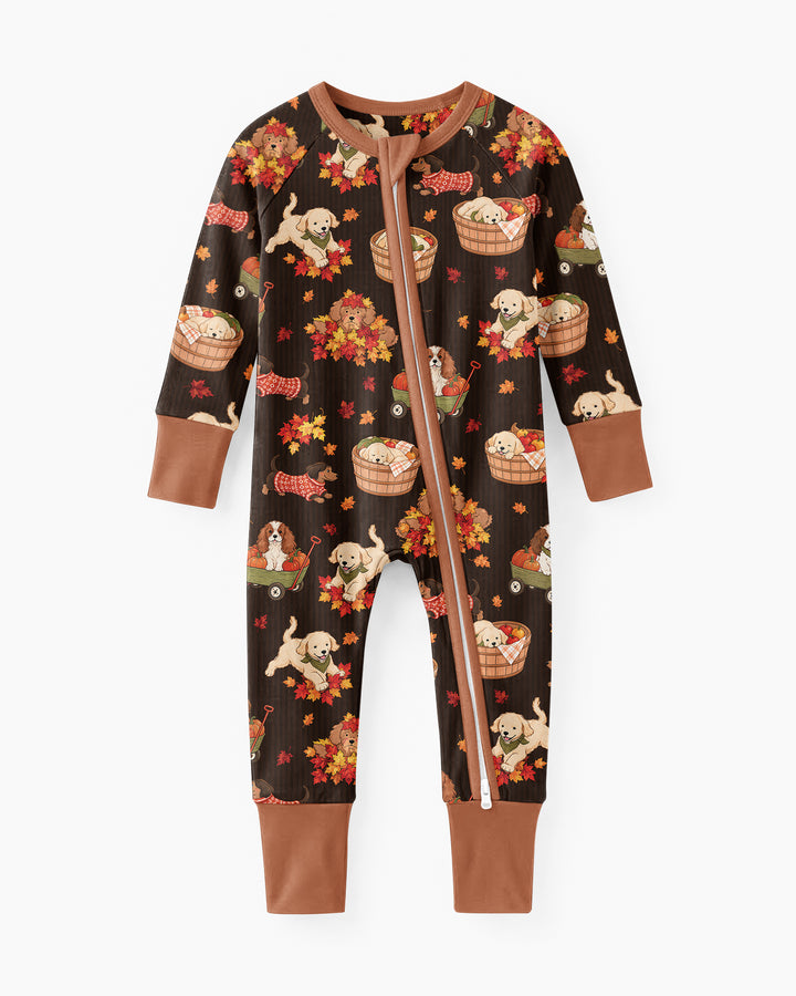 Pups in the Leaves Bamboo Convertible Zippy