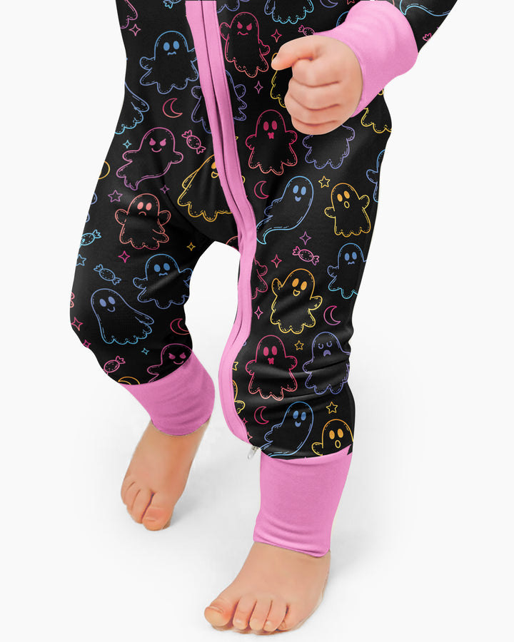 Halloween Colorful Neon Ghost Baby Boo  Bamboo Convertible Zippy