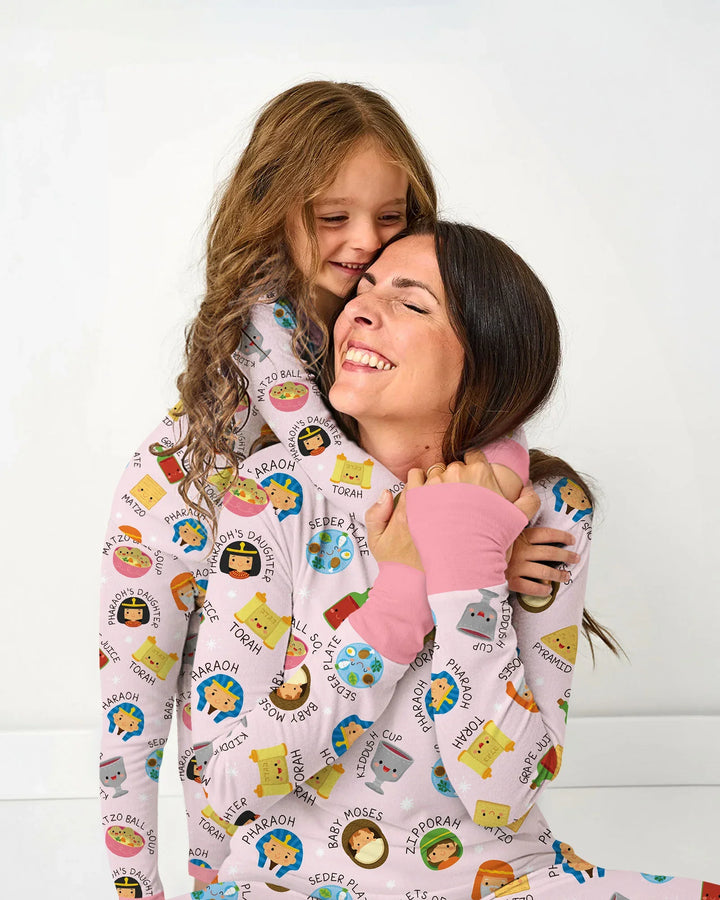 Cute Passover Characters Two Piece Long Sleeve Pajama Set