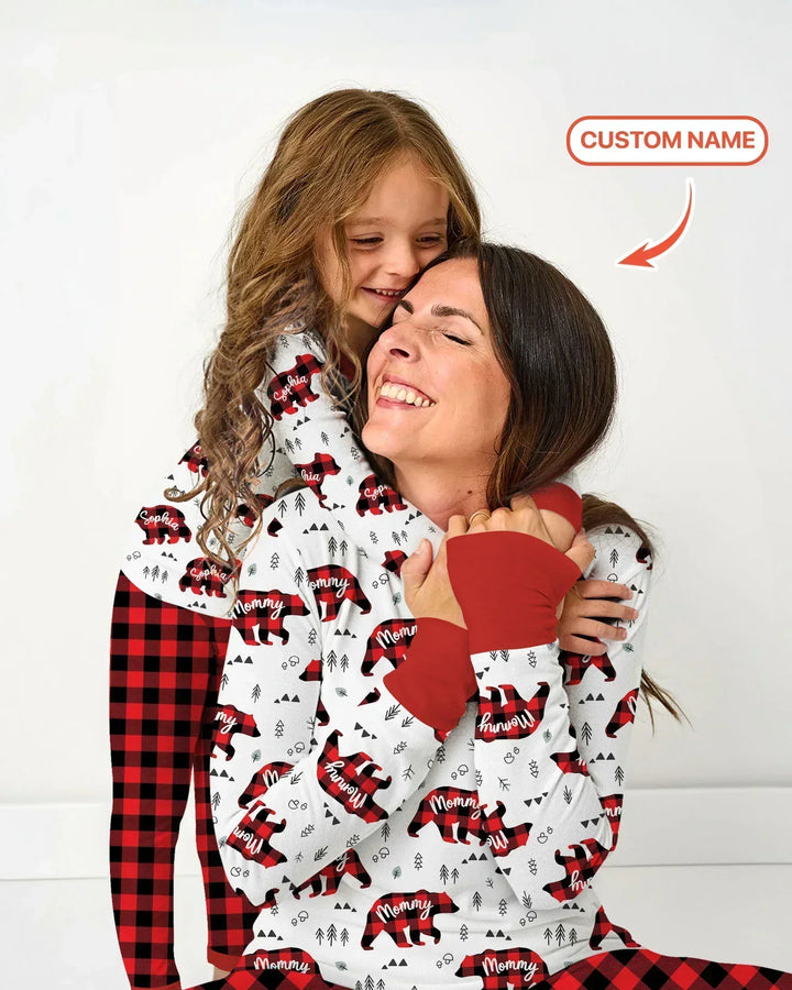 Custom Name Family Bear Matching Bamboo Women Pajama Set