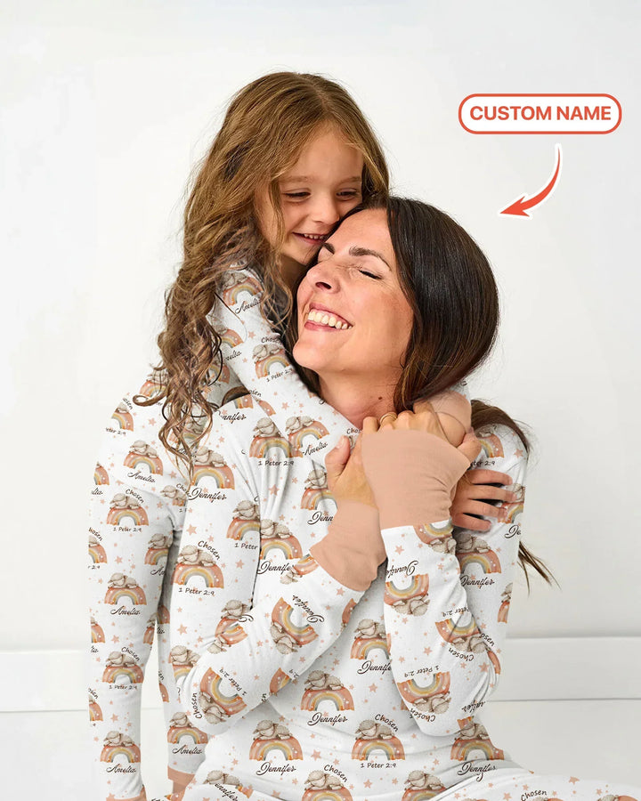 Chosen As His Own Custom Name Bamboo Two Piece Long Sleeve Pajama Set