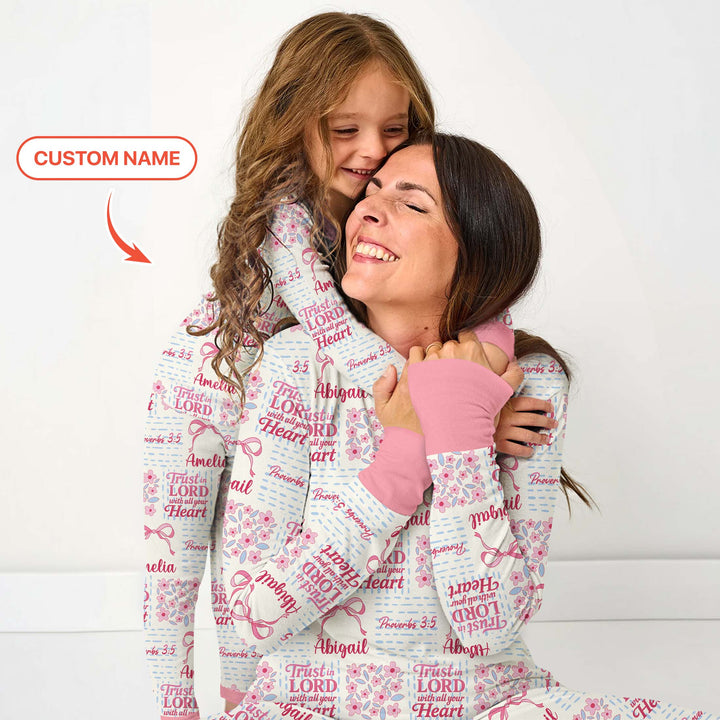 Trust The Lord With All Your Heart Custom Name Women Pajama Set