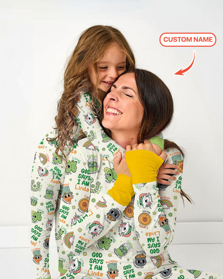 Personalized God Says I Am St. Patrick's Day Family Matching Women Pajama Set