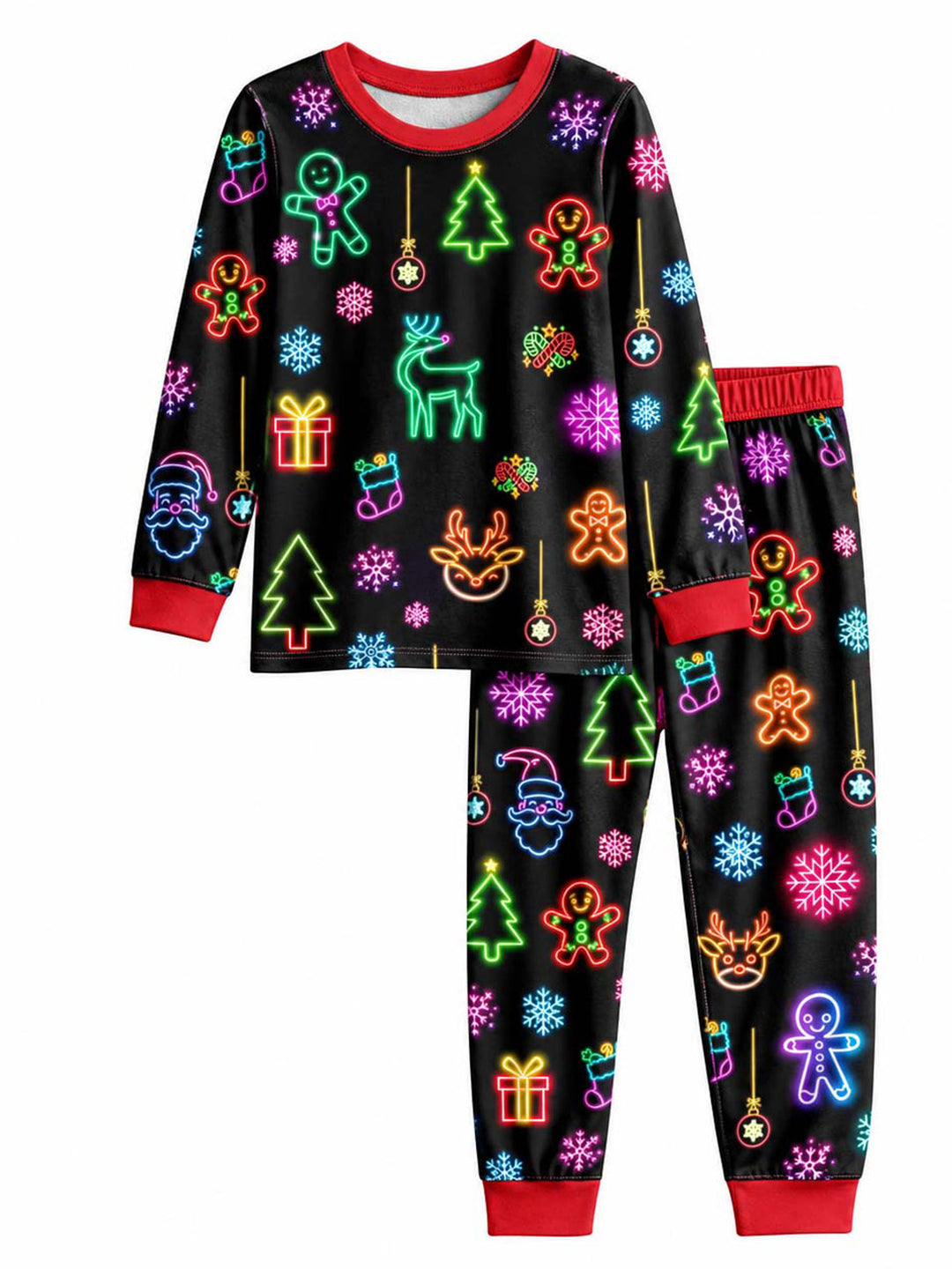 Neon Christmas Lights Bamboo Men's Pajama Set