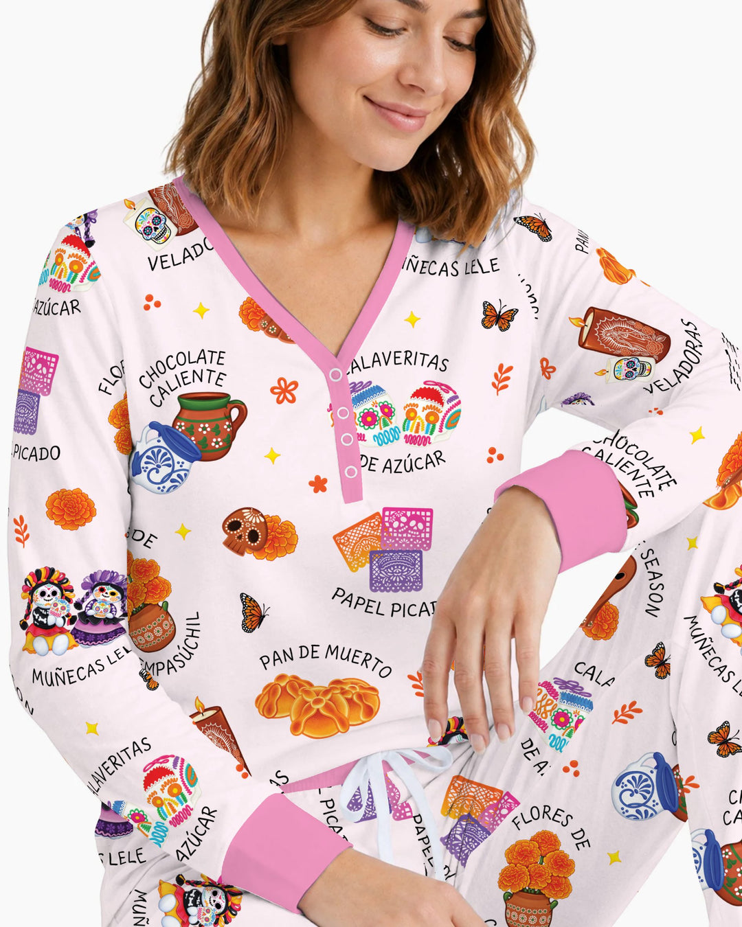Tis the Dia De Muertos Bamboo Women Pajama Set