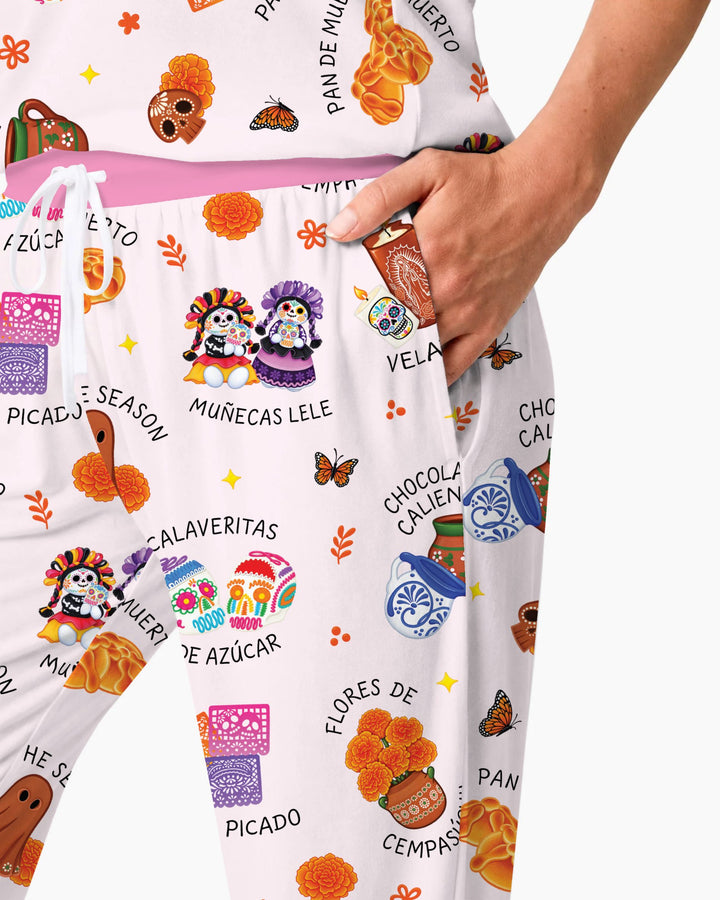 Tis the Dia De Muertos Bamboo Women Pajama Set