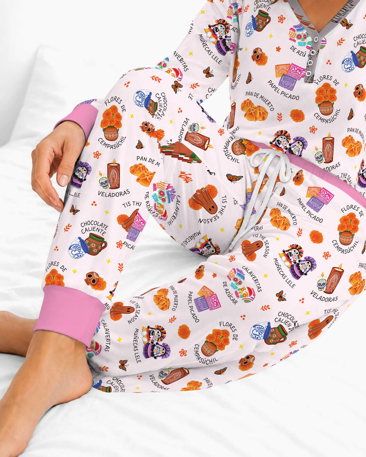 Tis the Dia De Muertos Bamboo Women Pajama Set