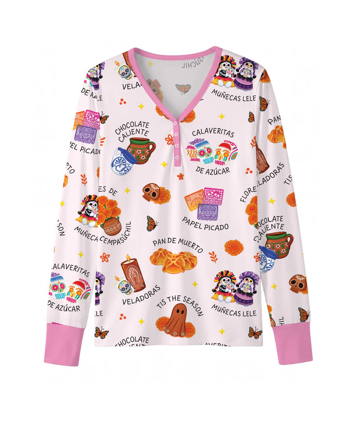 Tis the Dia De Muertos Bamboo Women Pajama Set