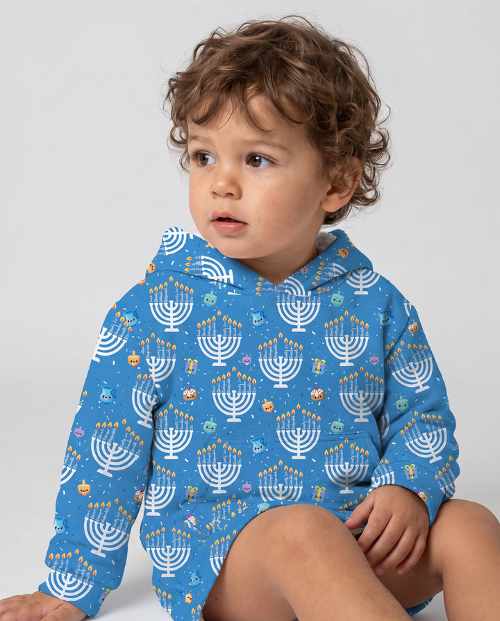 Custom Name Hannukkah Menorah Family Matching Blanket Hoodie