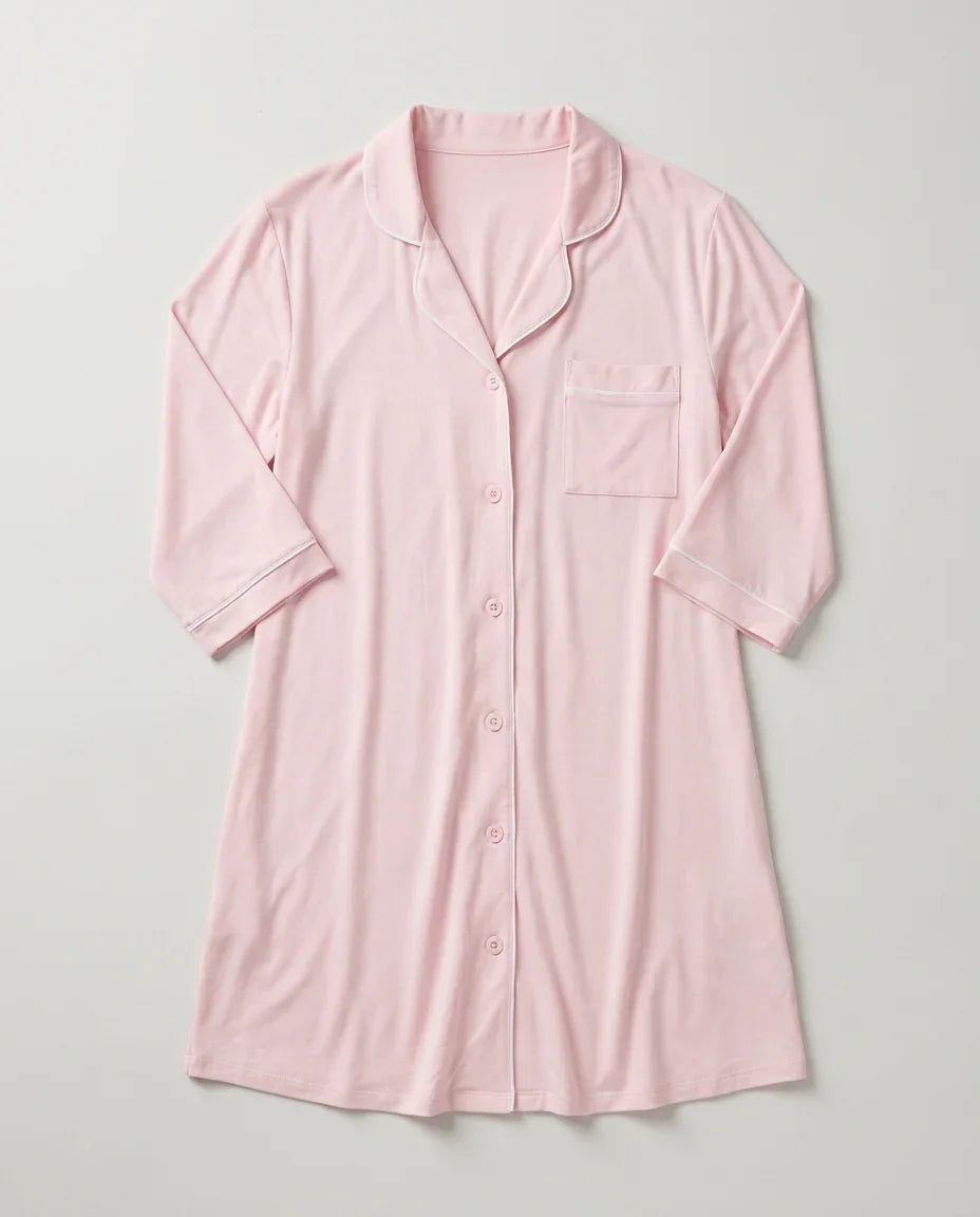 Camisón de maternidad y lactancia de bambú de color liso