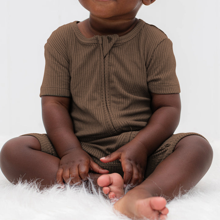 Cocoa Ribbed Shorty Zippy