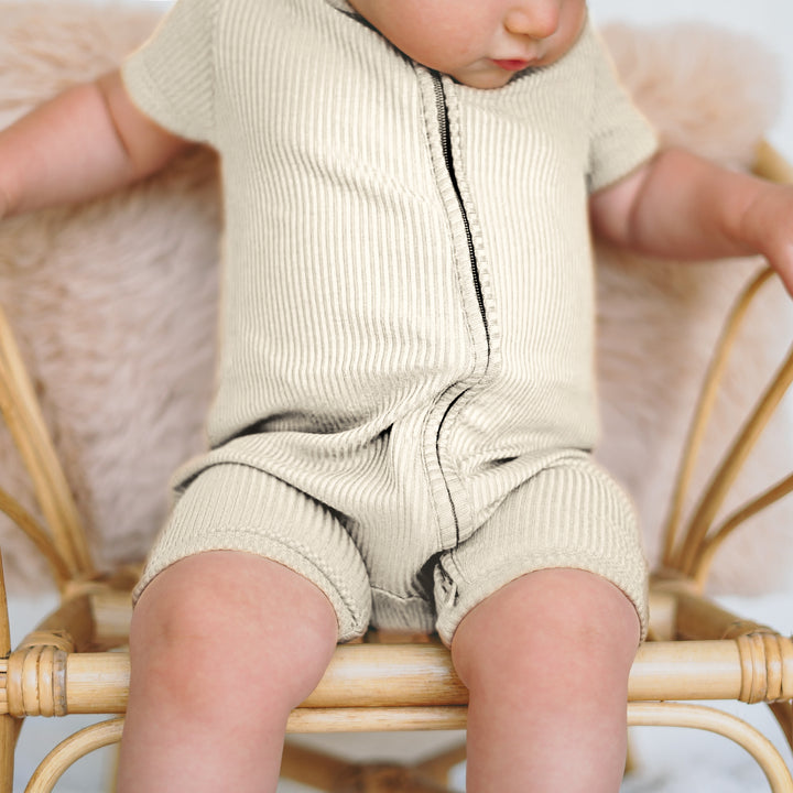 Vanilla Cream Ribbed Shorty Zippy