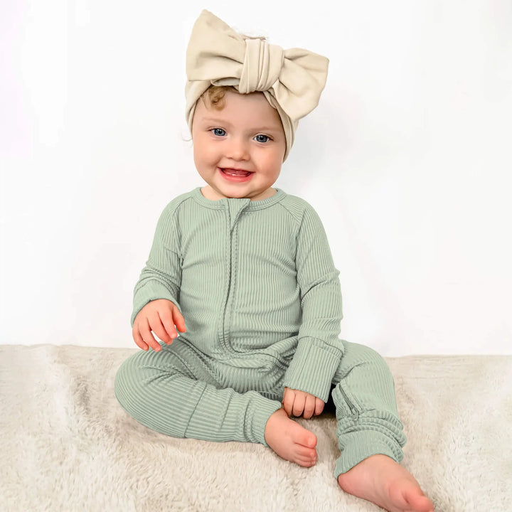 Sweet Sage Ribbed Convertible Zippy , Sweet Sage Ribbed Convertible Zippy - 0-3M