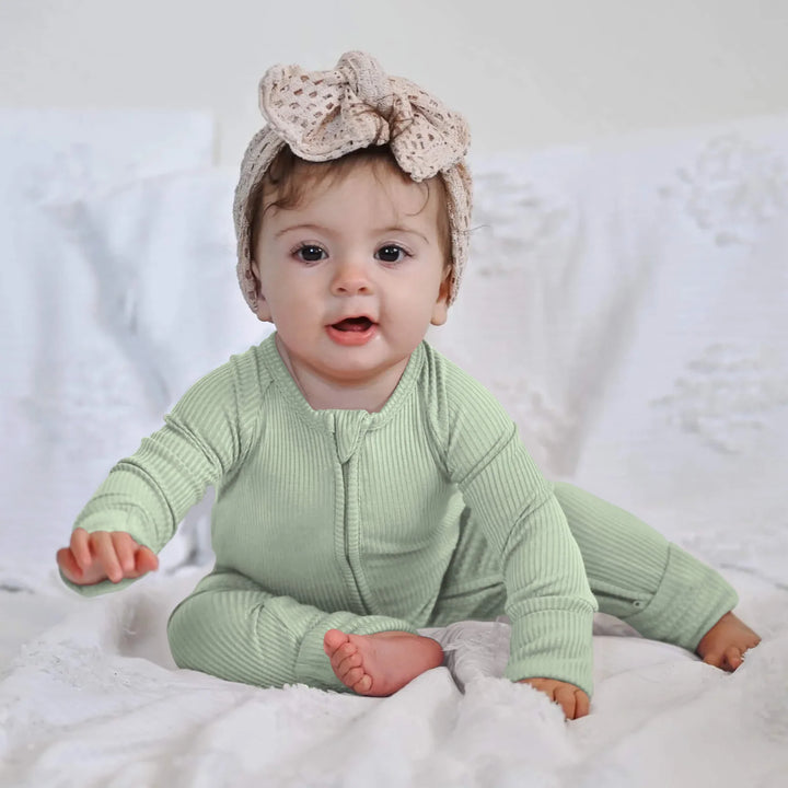 Sweet Sage Ribbed Convertible Zippy , Sweet Sage Ribbed Convertible Zippy - 0-3M