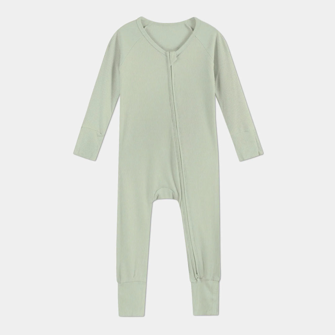 Sweet Sage Ribbed Convertible Zippy , Sweet Sage Ribbed Convertible Zippy - 0-3M