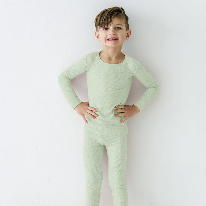 Sweet Sage Ribbed Two Piece Long Sleeve Pajama Set