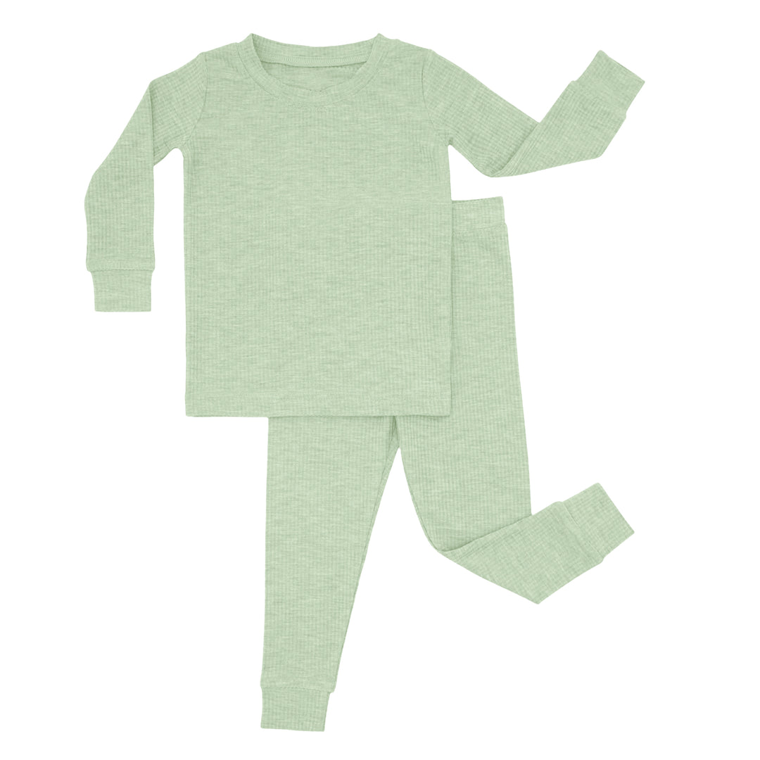 Sweet Sage Ribbed Two Piece Long Sleeve Pajama Set