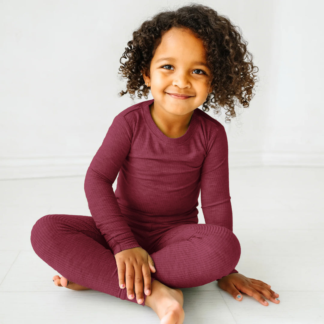 Cherrywood Ribbed Two Piece Long Sleeve Pajama Set