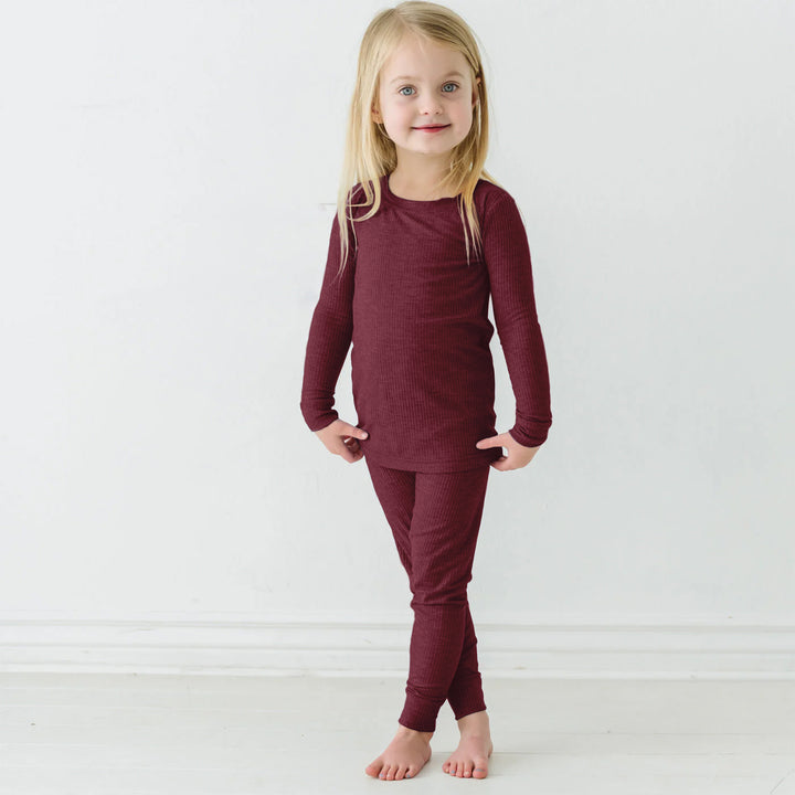Cherrywood Ribbed Two Piece Long Sleeve Pajama Set