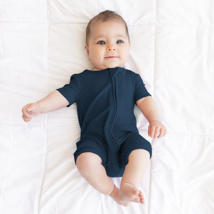 Midnight Blue Ribbed Shorty Zippy