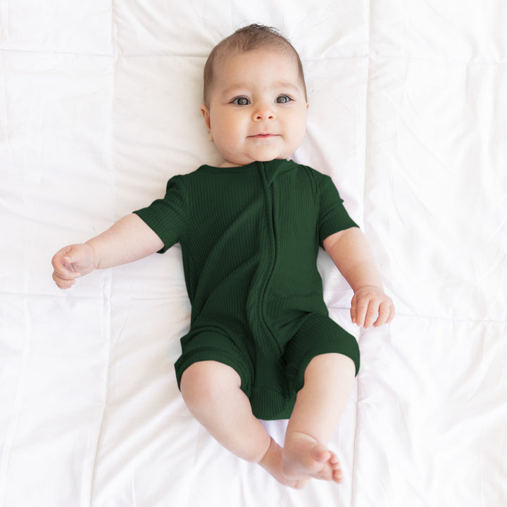 Forest Green Ribbed Shorty Zippy