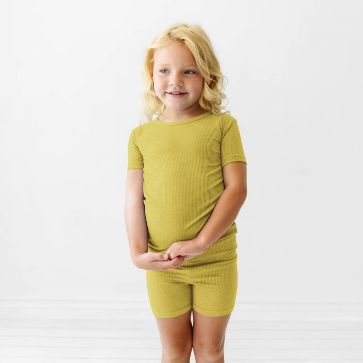 Buttercup Ribbed Two Piece Short Sleeve Shorts Pajama Set