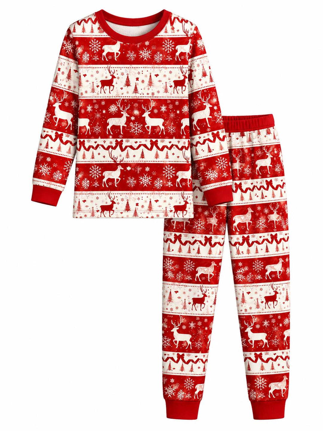 Nordic Christmas Reindeer Bamboo Two Piece Long Sleeve Pajama Set