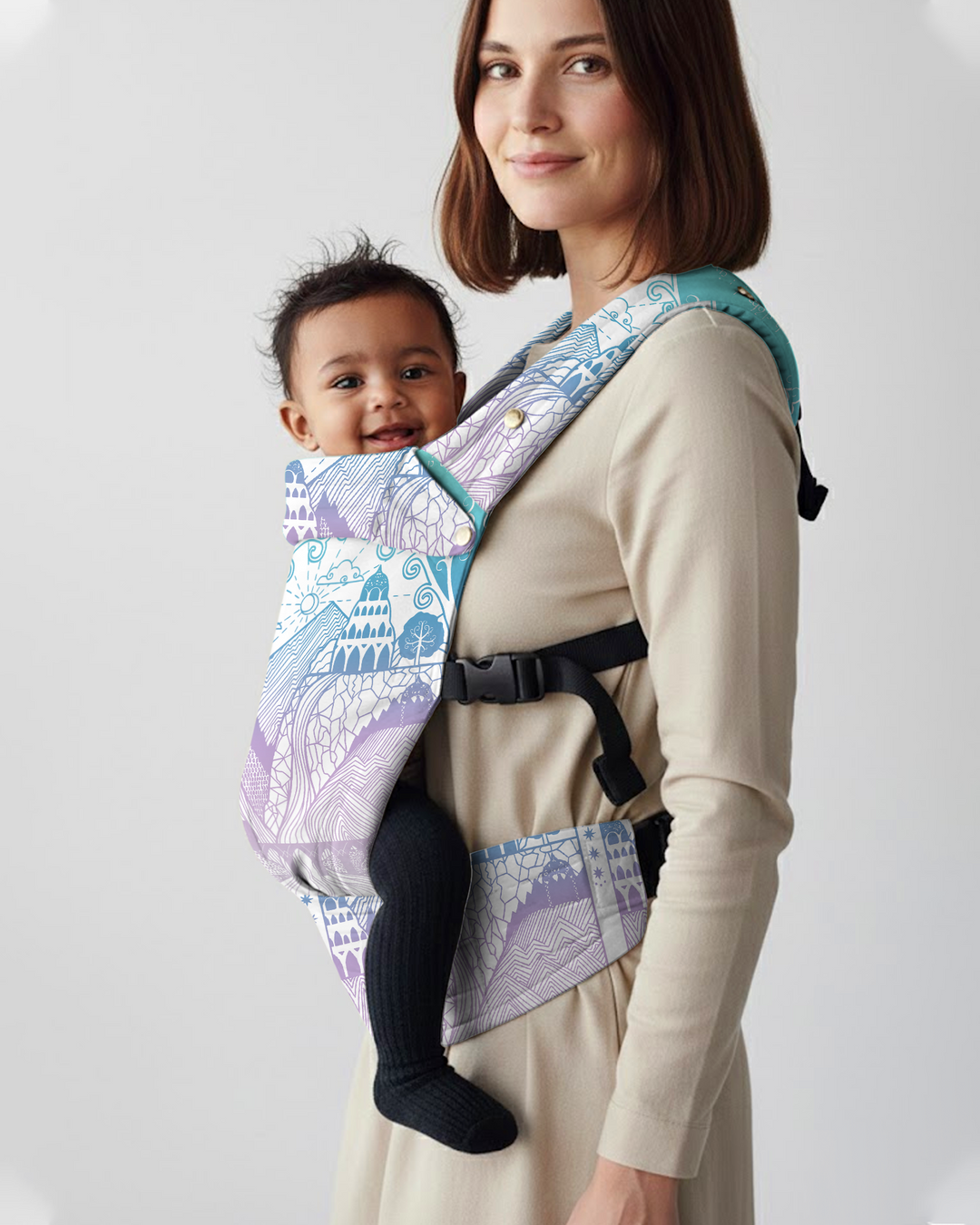 Dreamy Mountain Castle Landscape Baby Carrier