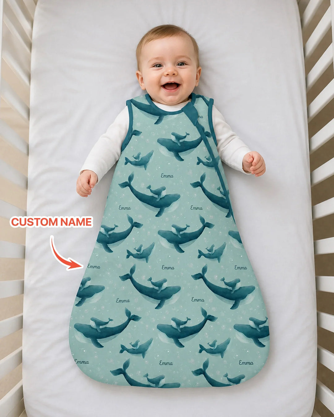 Custom Name Ocean Lullaby Bamboo Sleep Bag