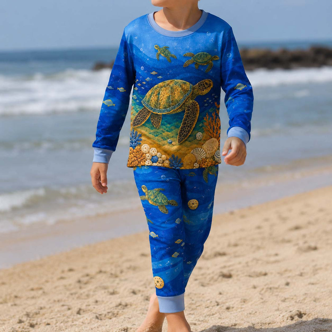 Ocean Turtle Reef Bamboo Two Piece Long Sleeve Pajama Set