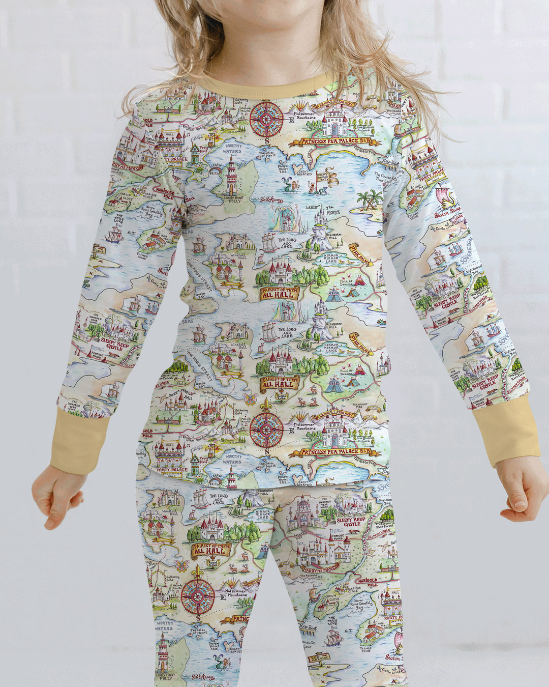 Once Upon A Map Mommy & Baby Matching Bamboo Two Piece Long Sleeve Pajama Set