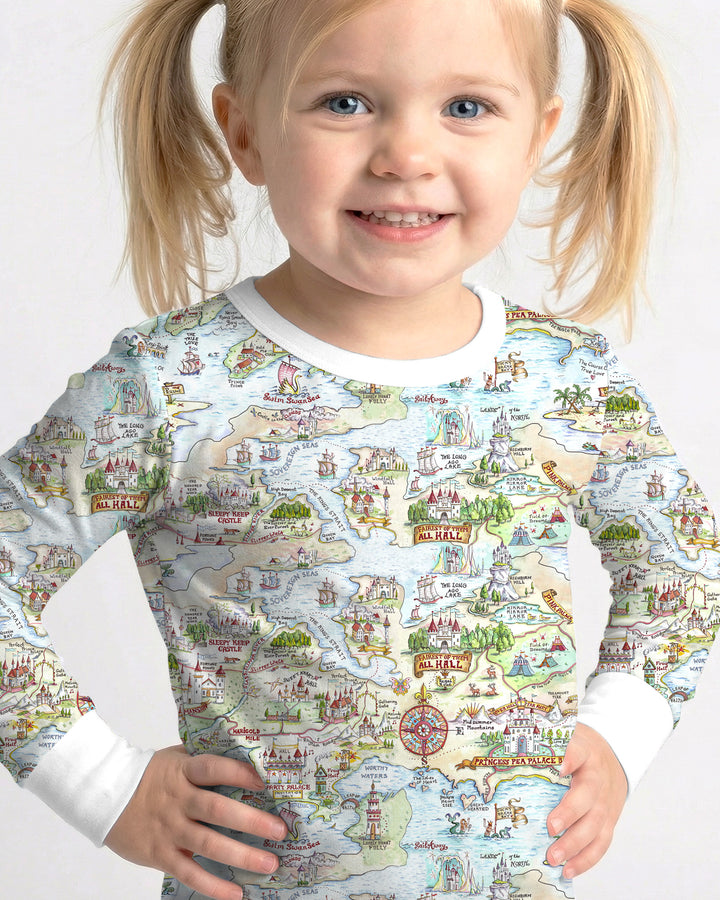 Once Upon A Map Mommy & Baby Matching Bamboo Two Piece Long Sleeve Pajama Set