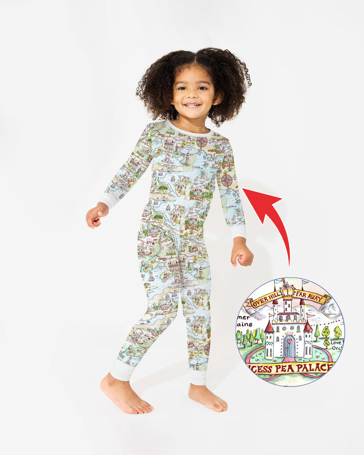 Once Upon A Map Mommy & Baby Matching Bamboo Two Piece Long Sleeve Pajama Set