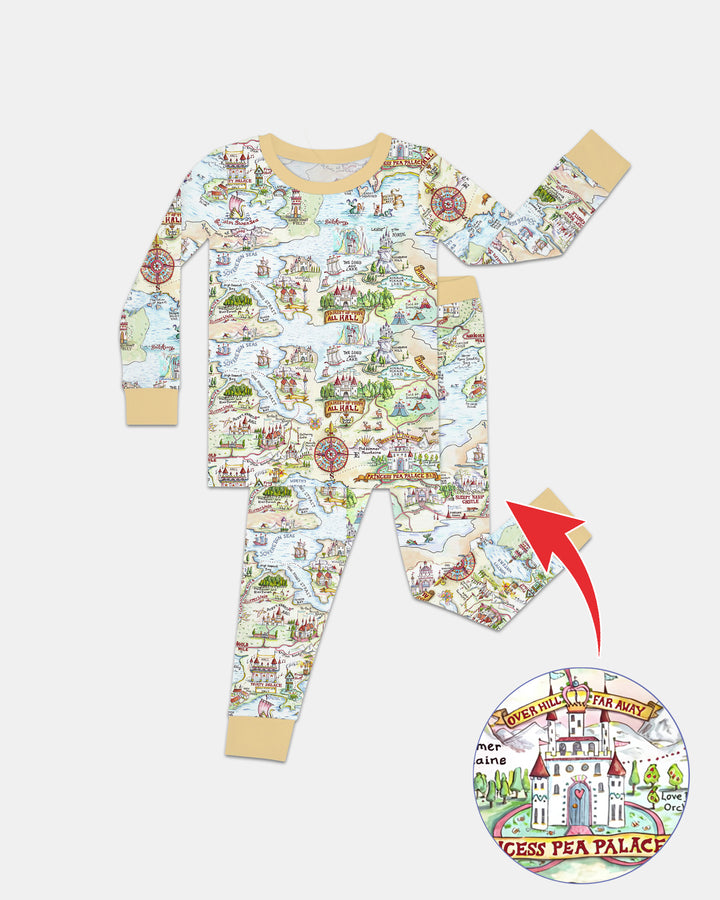 Once Upon A Map Mommy & Baby Matching Bamboo Two Piece Long Sleeve Pajama Set