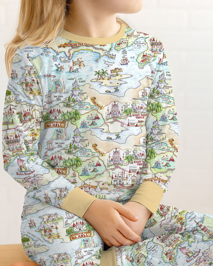 Once Upon A Map Mommy & Baby Matching Bamboo Two Piece Long Sleeve Pajama Set