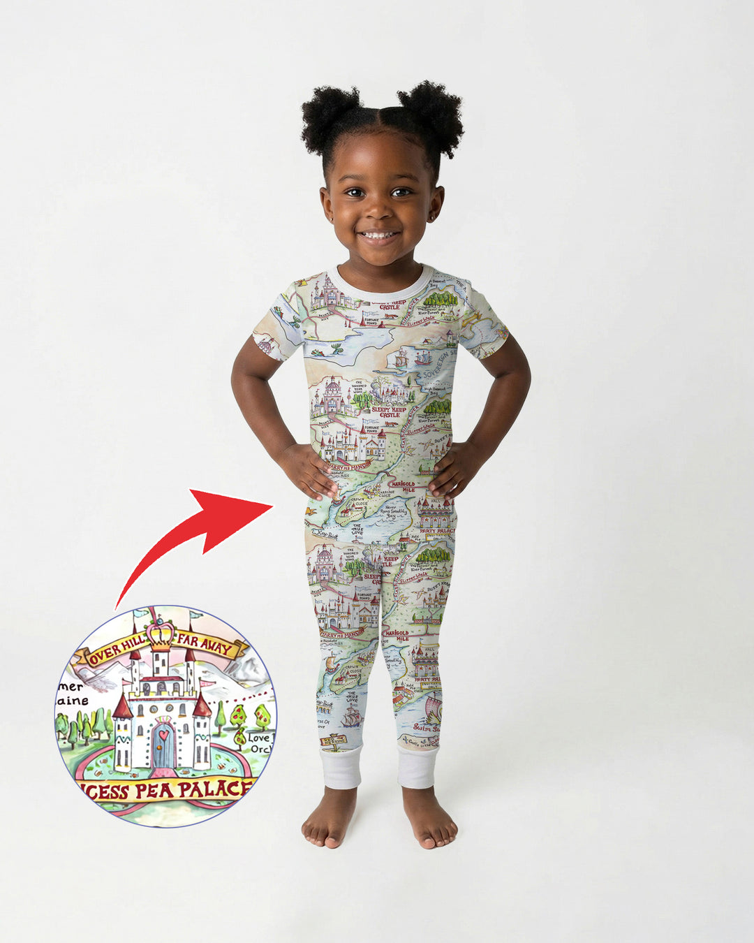 Once Upon A Map Mommy & Baby Matching Bamboo Two Piece Short Sleeve Pajama Set