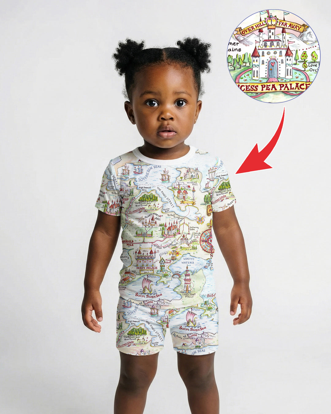Once Upon A Map Mommy & Baby Matching Bamboo Two Piece Short Sleeve Shorts Pajama Set