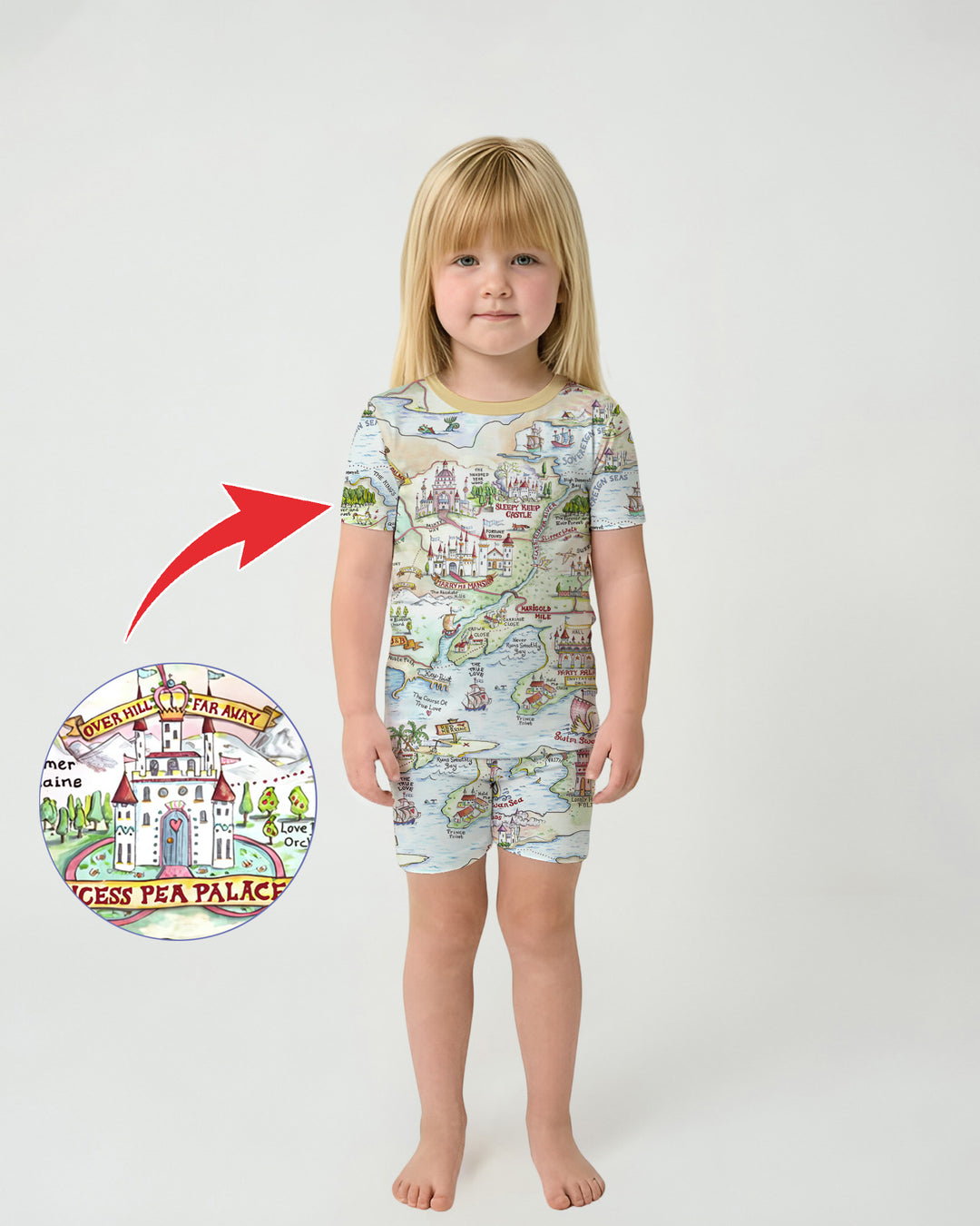 Once Upon A Map Mommy & Baby Matching Bamboo Two Piece Short Sleeve Shorts Pajama Set