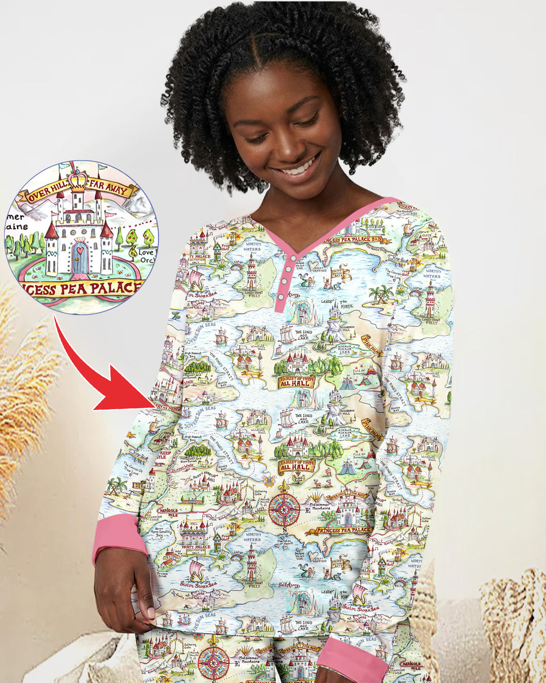 Once Upon A Map Mommy & Baby Matching Bamboo Women Pajama Set