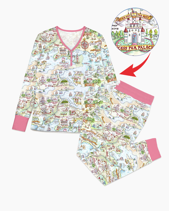 Once Upon A Map Mommy & Baby Matching Bamboo Women Pajama Set