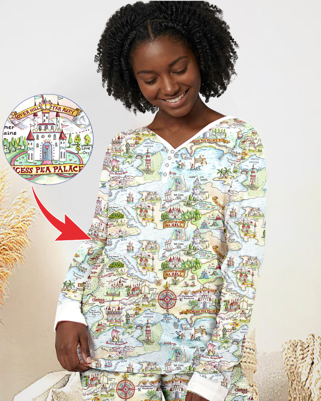 Once Upon A Map Mommy & Baby Matching Bamboo Women Pajama Set