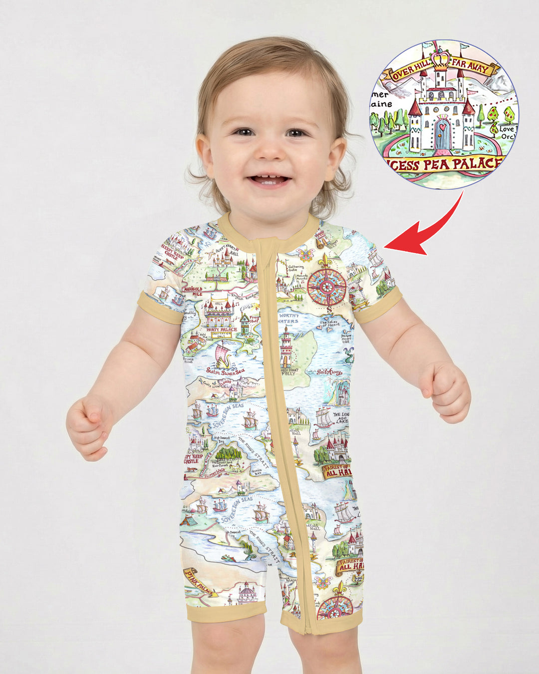 Once Upon A Map Mommy & Baby Matching Bamboo Shorty Zippy