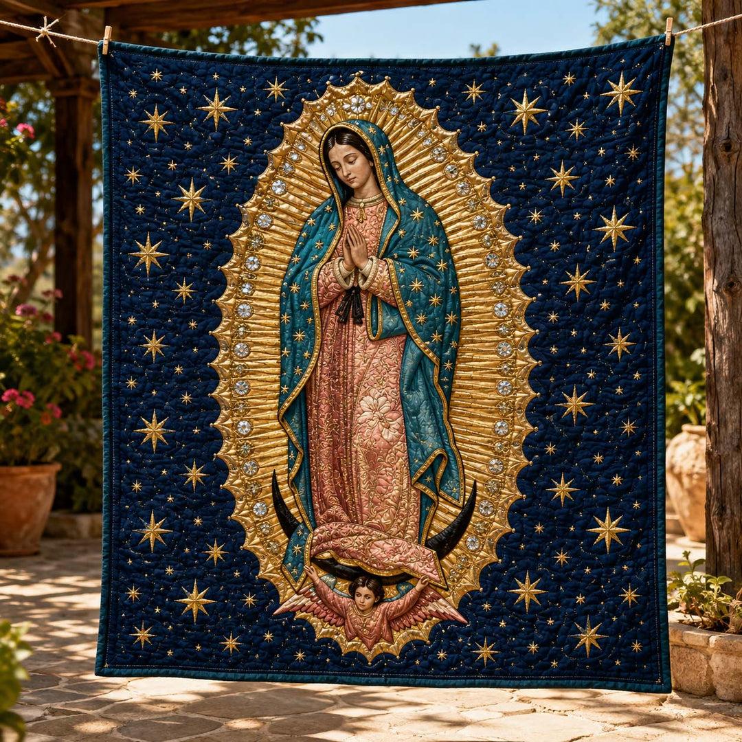 Our Lady of Guadalupe Starry Night Bamboo Quilt Blanket