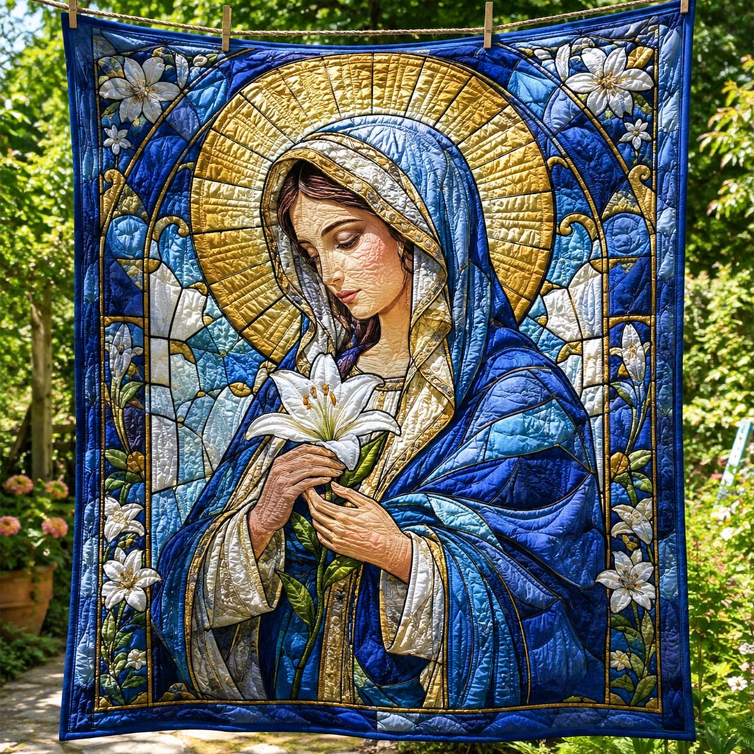 Our Lady of the Golden Lily Bamboo Quilt Blanket