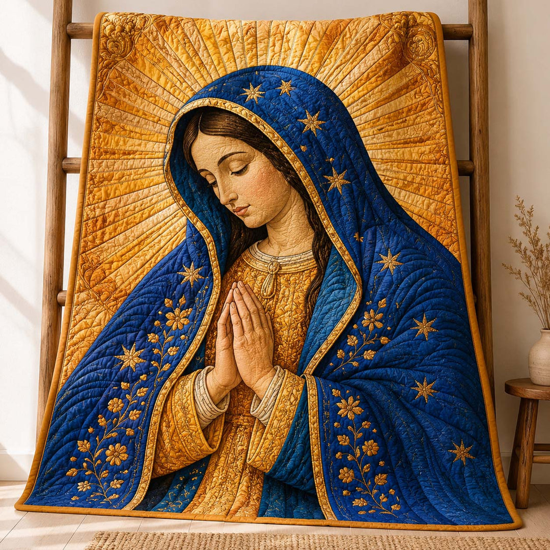 Our Lady of the Golden Stars Bamboo Quilt Blanket