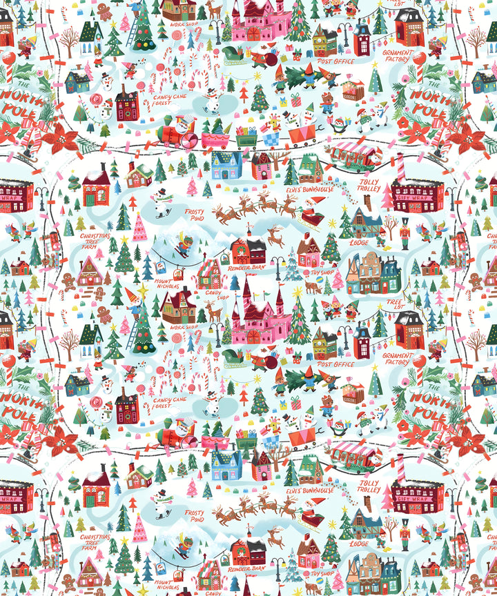 Santa's City Maps Two Piece Short Sleeve Pajama Set