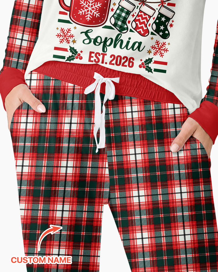 The Christmas Crew Custom Name Bamboo Women Pajama Set